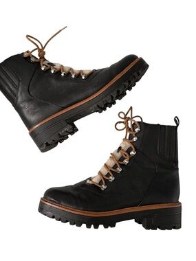 Nine West Ivani Women's Combat Boots 9.5 Lace Up Moto Sherpa